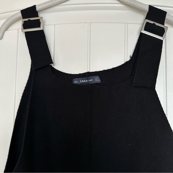 Black Zara Wide Leg Knit Jumpsuit with Pockets - Picture 4 of 6